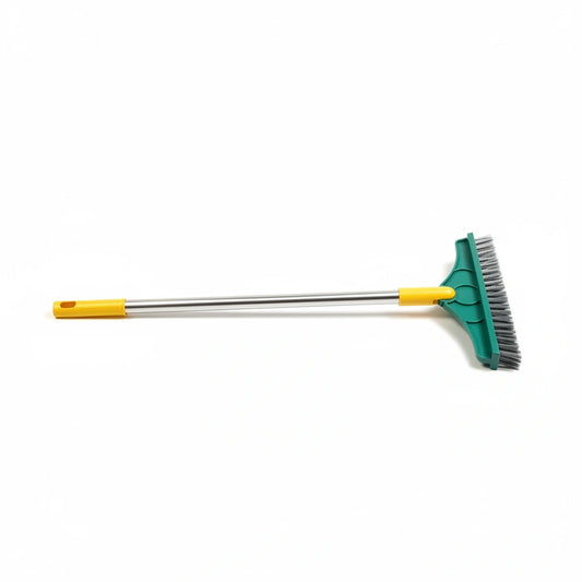 2-in-1 Floor Scrub Brush with Squeegee – Long Handle Deep Cleaning Tool