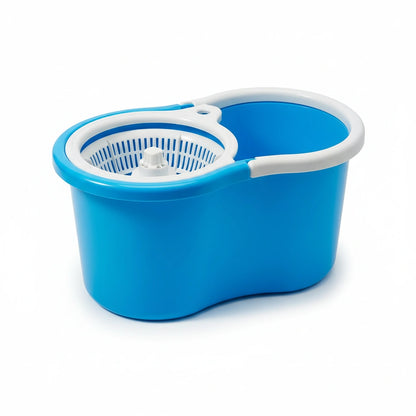 Spin Floor Cleaning Bucket Mop Set – PVC Bucket with Plastic Spinner & 2 Microfiber Heads