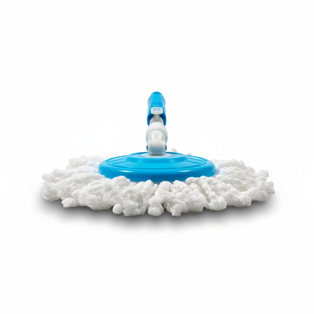 Spin Floor Cleaning Bucket Mop Set – PVC Bucket with Plastic Spinner & 2 Microfiber Heads