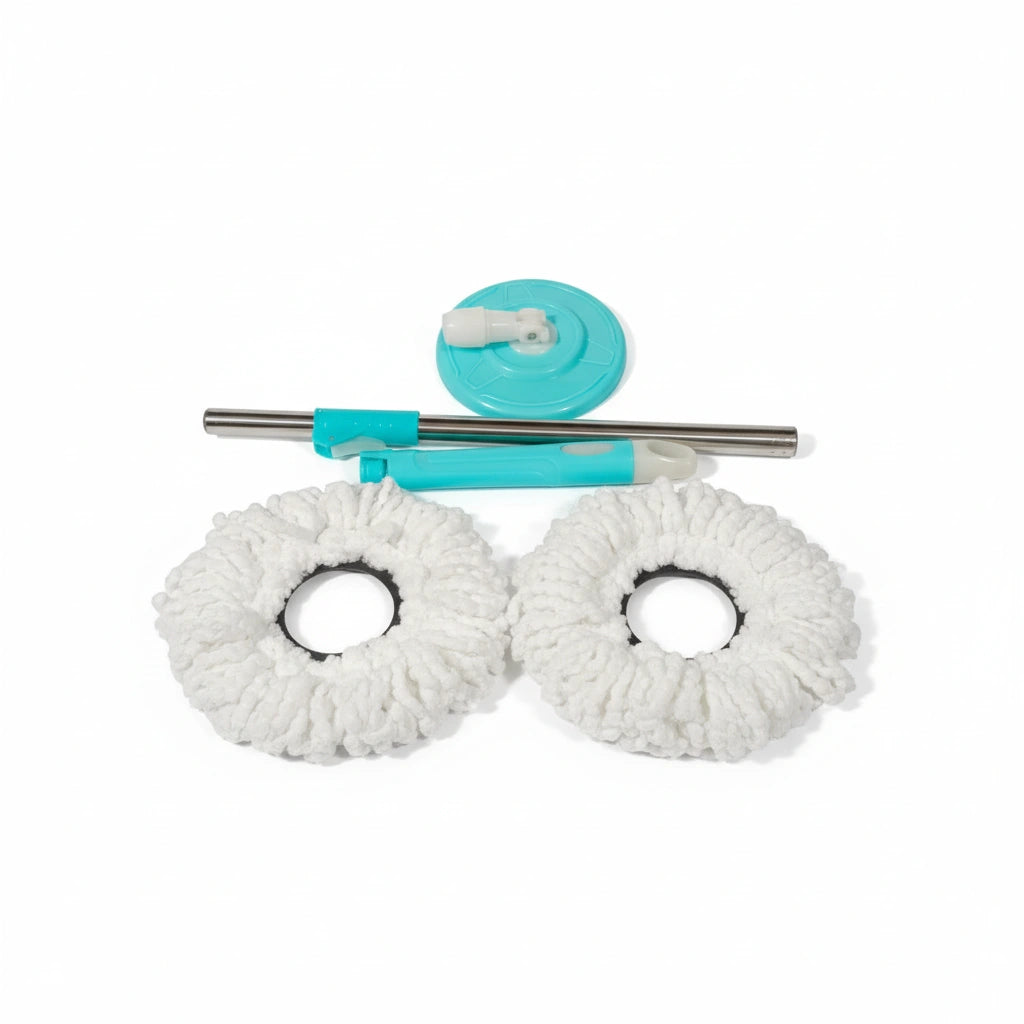 Spin Floor Cleaning Bucket Mop Set – Steel Spinner Bucket with Plastic Spin Rod Joint