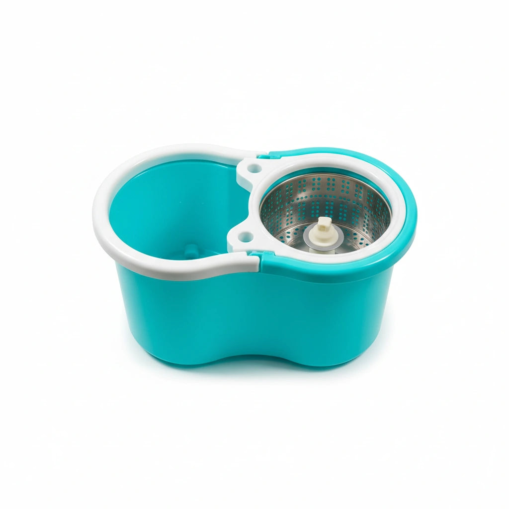 Spin Floor Cleaning Bucket Mop Set – Steel Spinner Bucket with Plastic Spin Rod Joint